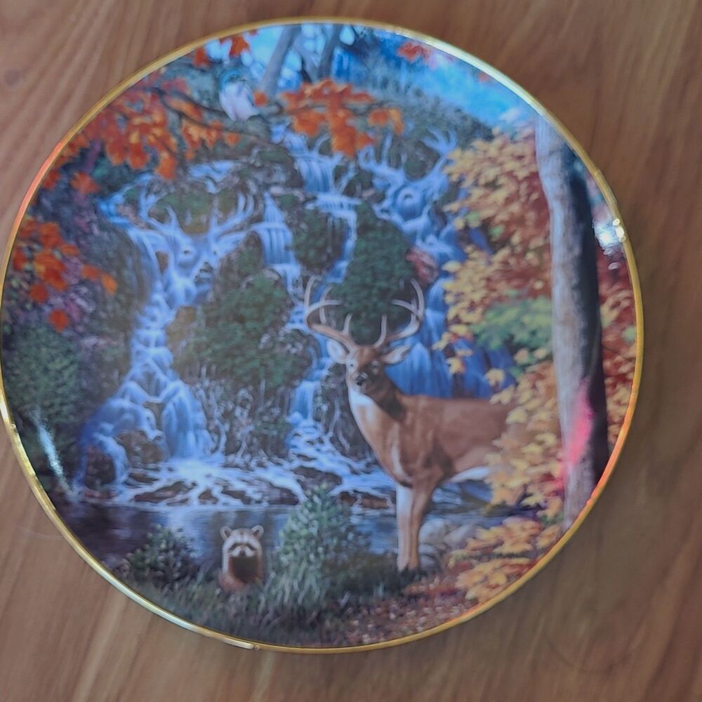 Danbury Mint Wilderness Reflections Stag Falls Limited Edition Plate B8812